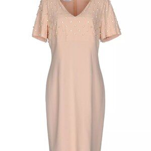 $2195 MOSCHINO Couture BARBIE SWAROVSKI Crystal SAND Pink USA 8 IT 40 Dress